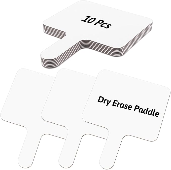 10 Pcs Dry Erase Answer Paddles 10x8 Inch Handheld White Boards Mini Double Sided Dry Erase Signs Small Auction Paddles for Students Teachers Office Classroom Meeting Voting Family Games Party