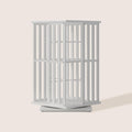 XIMN 360° Rotating Bamboo CD/DVD Shelf - 6-Tier Space-Saving Media Storage Cabinet for Movies, Organizer with Super Compact Design (White, 2 Tier)