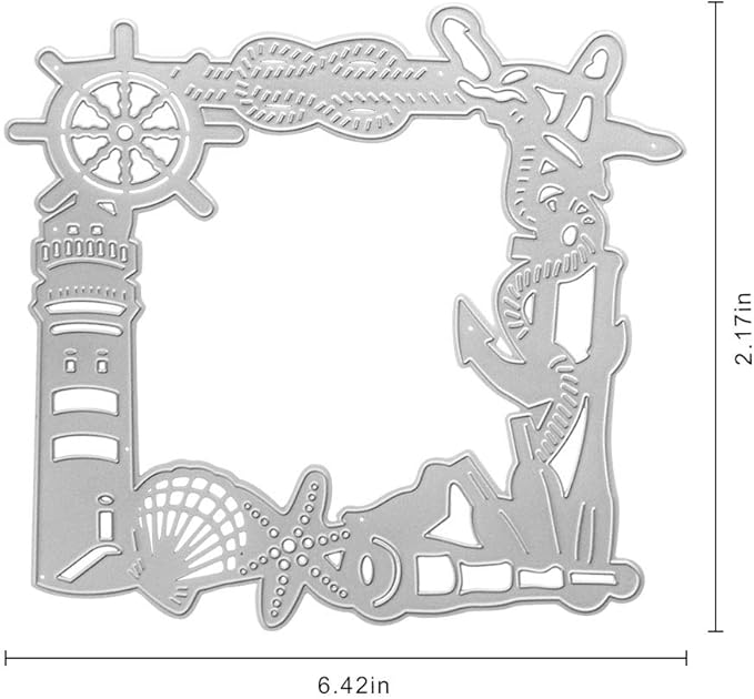 Metal Shell Ocean Element Background Frame Cutting Dies,Ocean Element Shell Starfish Telescope Sea Die Cuts Template Mould for DIY Scrapbooking Album Decorative Paper Dies Card Making