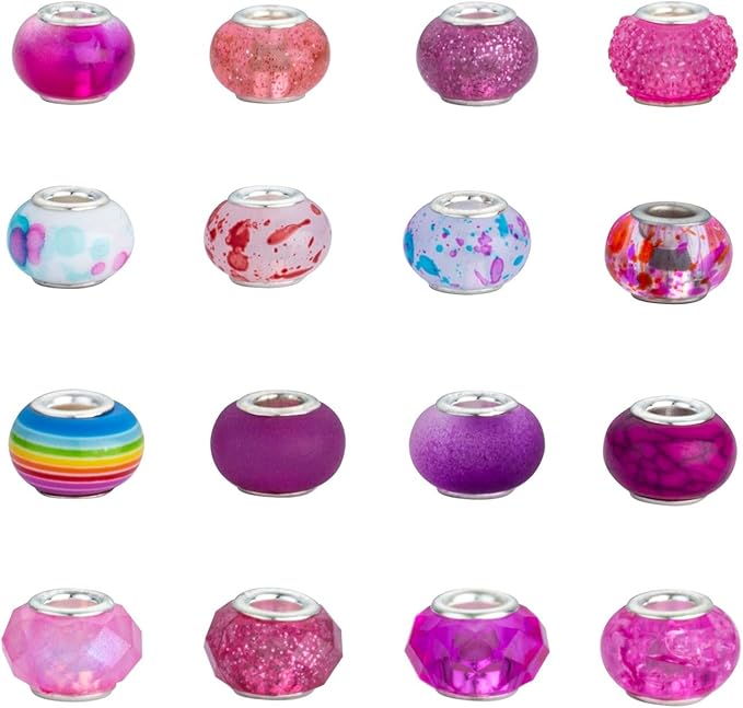 LAIDANLA Rose Mix Large Hole Beads，100pcs 15mm European Large Hole Beads Bulk for Bracelet Pens Jewelry Making Spacer Charms Craft Beads Decoration