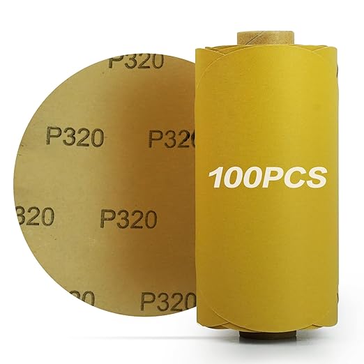 PSA Sanding Discs 6 Inch Adhesive Backed Sandpaper 100 Pack 320 Grit Self Adhesive Sanding Discs for DA Sander Self Stick for Wood, Auto Body Repair, Paint, Metal, and Plastic
