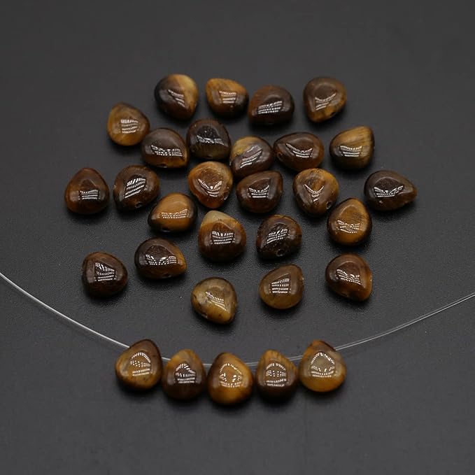 LE SKY 50 Pcs Natural Stone Beads Waterdrop Shape Healing Chakra Polished Assorted Crystal Quartz Agate Stone Charms for Jewelry Making Necklace Bracelet