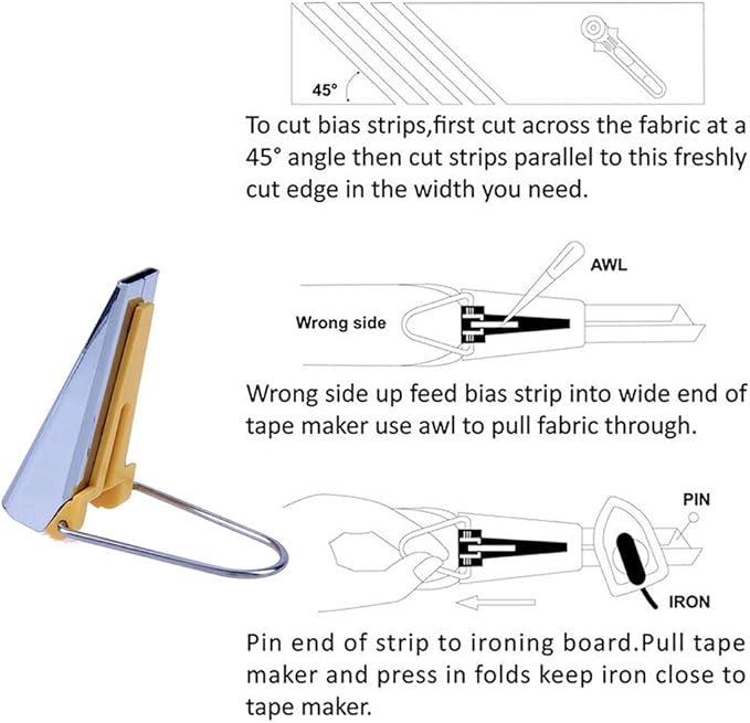 Bias Tape Maker,LNKA 5 Sizes 1/4" 3/8" 1/2" 3/4" 1" DIY Bias Tapes Tools Kit for Fabric Sewing and Quilting