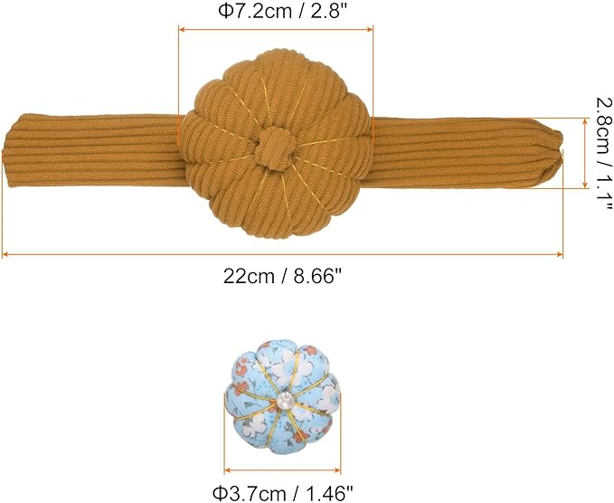 HARFINGTON Wrist Pin Cushions, Sewing Needle Pin Cushion Adjustable Strap with Elastic Strap Finger Ring Pincushions Fit All Wrist Sizes for Sewing Quilting Needlework DIY Crafts, Brown/Blue
