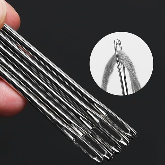6" Professional Upholstery Needle 15cm length 3mm thickness, Big Eye Hand Sewing Needles for Stitching and Crafting Projects