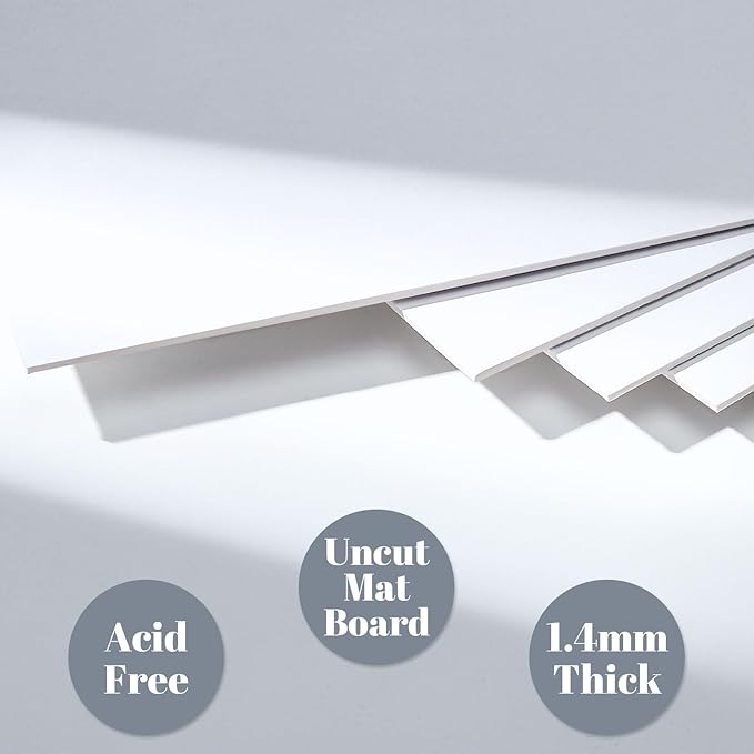Prudiut 15 Pack 11x14 Backing Boards Only, Uncut White Mat Board Acid Free Mat Board for Photos, Prints, Artworks