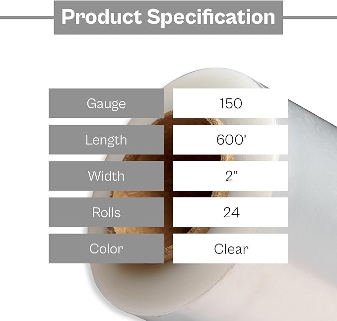 PSBM Mini Stretch Wrap with Handle, 24 Pack, 2 Inch x 600 Feet, 150 Gauge, Clear, Small Plastic Cling Film for Pallets Moving Storing