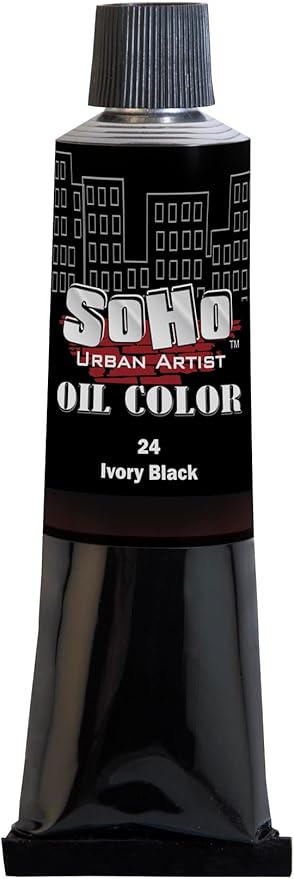 Soho Urban Artist Oil Paint - Ivory Black, 170 ml Tube - Best Valued Oil Colors for Painting, Excellent Pigment Load