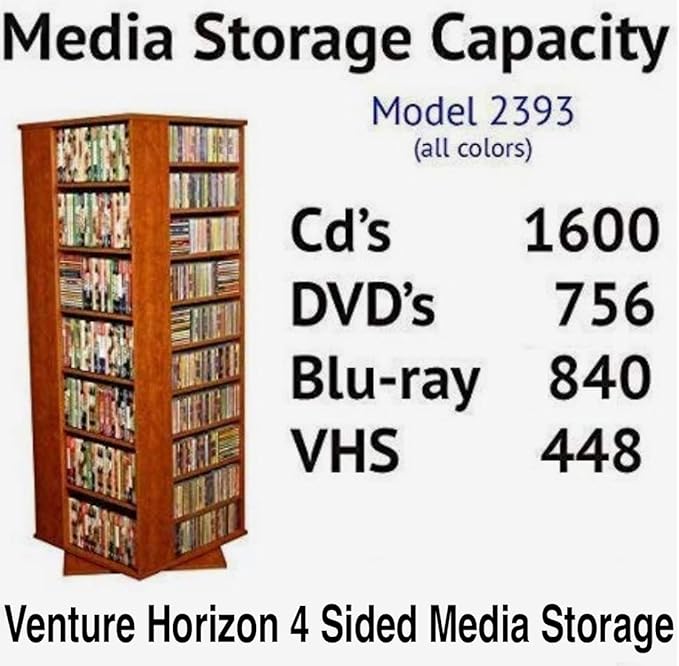 Venture Horizon Revolving Media Tower 1600 Grande-Walnut