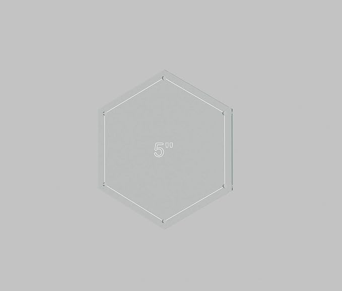 Hexagon Quilting Template Set - 5" with 1/4" Seam Allowance - Durable Acrylic Templates for Quilting, Patchwork, Crafting, & Sewing Projects - Clear Templates for Accurate Designing