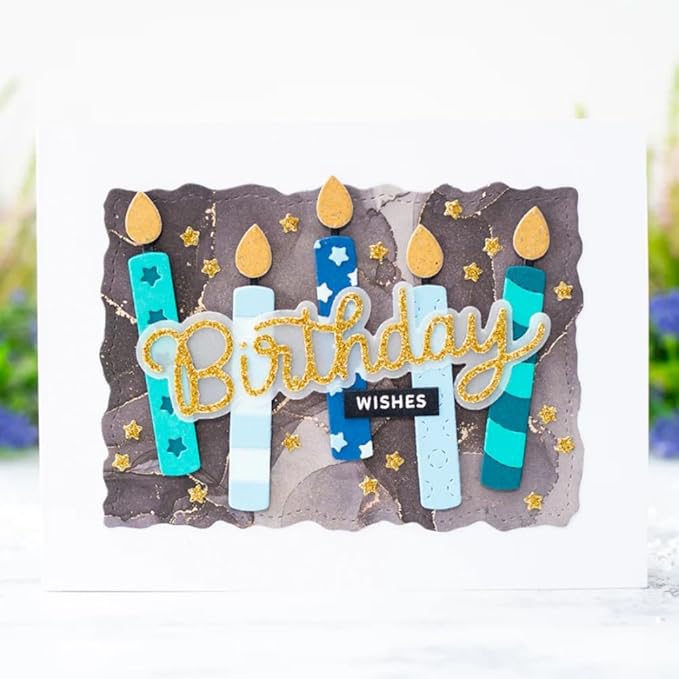 Metal Cutting Dies DIY Embossing Stencil Template Scrapbooking Card Making Mold Photo Album Arts Crafts Tools (Happy Birthday- 9.5x5.9cm)