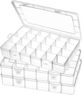 Large 24 Grids Plastic Organizer Box Adjustable Dividers,Clear Storage Box for Jewelry, Art DIY Crafts, Washi Tapes, Beads and Small Parts(3 Pack)