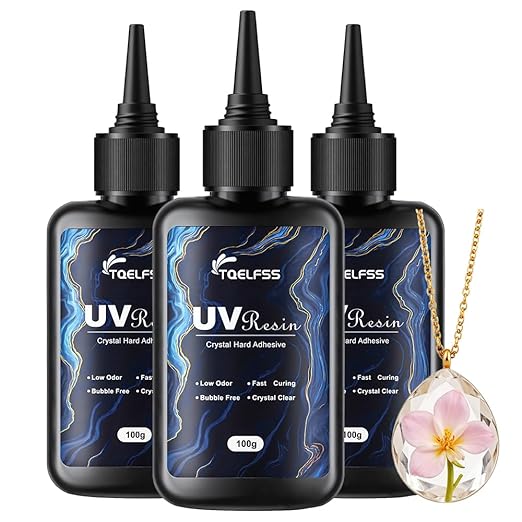 300g UV Resin,Crystal Clear,Hard UV Curing epoxy Resin, Upgraded Formula,odorless,Solar Activated Glue kit,Clear,UV Fast Curing,for Craft Decoration (100 g*3)