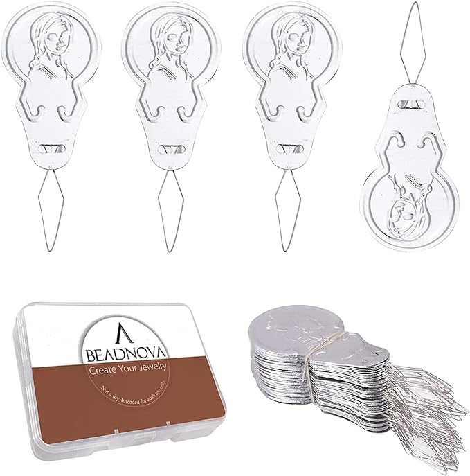 BEADNOVA Embroidery Needle Threader Tool 50pcs Aluminum Sewing Machine Needle Threader for Hand Sewing Cross Stitch Craft Knitting Quilting (50pcs)