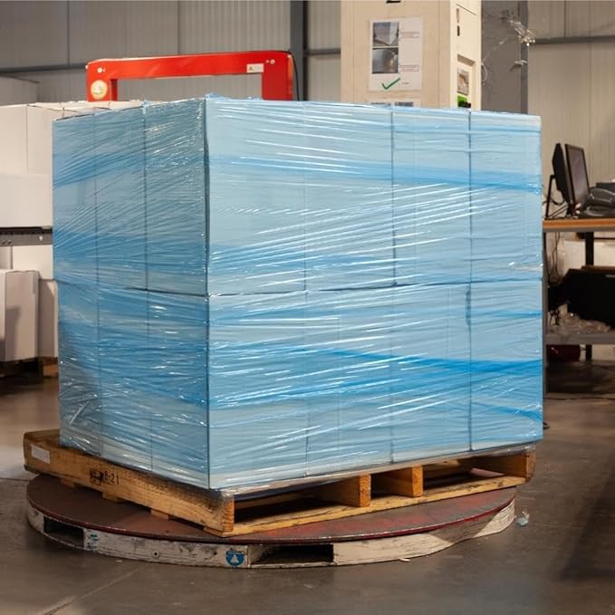 PSBM Blue Stretch Wrap, 15 Inch x 1476 Feet, 144 Pack, Tinted Pre-Stretched Shrink Wrap Film for Moving, Packaging, Pallet Wrapping