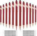 12 PCS 2 in 1 Stylus Ballpoint Pen with Stylus Tip, 1.0 mm Black Ink Metal Pen Stylus Pen for Touch Screens (Rose Gold & Red)