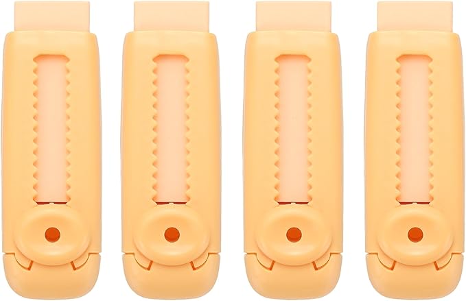 PATIKIL 4 Pack Erasers, Sliding Retractable Eraser Push Pull Cute Pencil Erasers Soft Large Easy to Clean with Plastic Sleeve for Sketching Drawing Artists Teacher Pencils, Orange