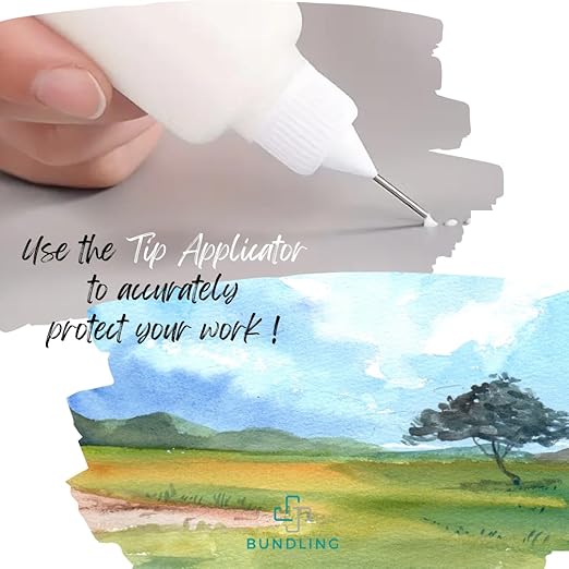Pebeo Drawing Gum Masking Fluid 45ml – Quick-Dry, Easy-Peel for Watercolor & Painting – Includes Bundling Bliss Applicator Tip & Brushes (3-Piece Set)