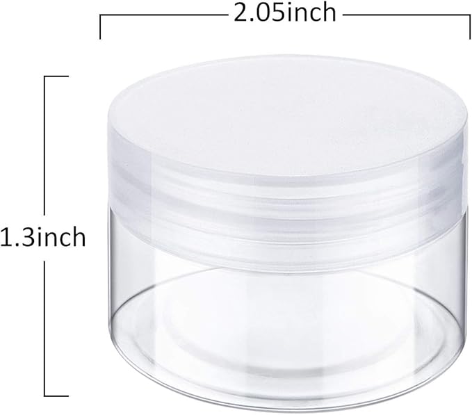 12 Pack 1 oz Plastic Container Jars with Lids Round Clear Travel Cosmetic Container Jars for Toiletries, Lotion, Cream, Ointments, Makeup, Rhinestone, Samples, Kitchen Storage (Clear)