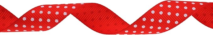 Polka Dot Grosgrain Ribbon 25 Yard Each Roll 100% Polyester (3/4", Red)