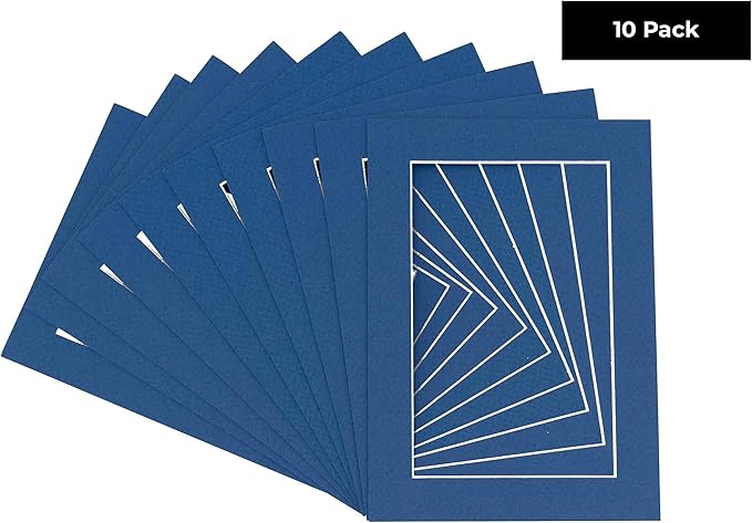 6x8 Mat for 8x10 Frame - Precut Mat Board Acid-Free Royal Blue 6x8 Photo Matte Made to Fit a 8x10 Picture Frame, Premium Matboard for Family Photos, Show Kits, Art, Picture Framing, Pack of 10 Mats