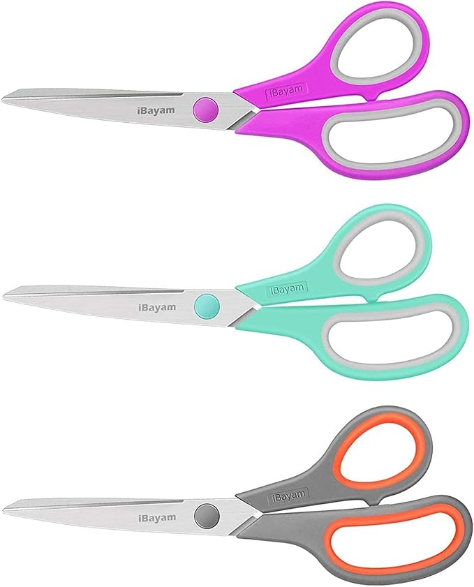 8 '' Multipurpose Heavy Duty Scissors Bulk 36-Pack, 2.5mm Thickness Ultra Sharp Blade Shears with Comfort-Grip Handles for Household School Office Supplies, Right/Left Hand Tools