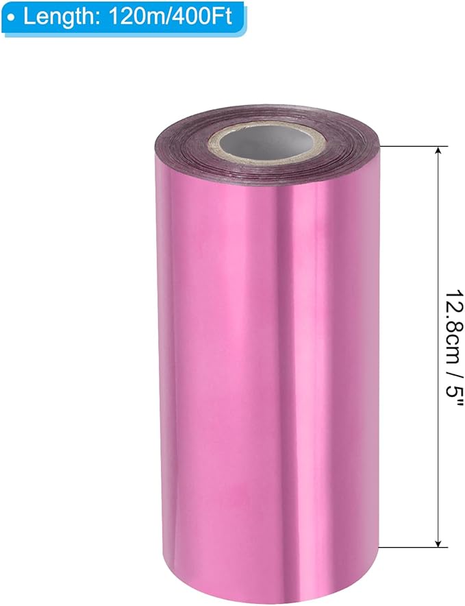 PATIKIL 5"x400Ft Hot Stamping Foil Paper, Heat Transfer Hot Stamping Paper Foil Roll for Leather DIY Logo Decor Craft Gift Package Scrapbook Card, Pink