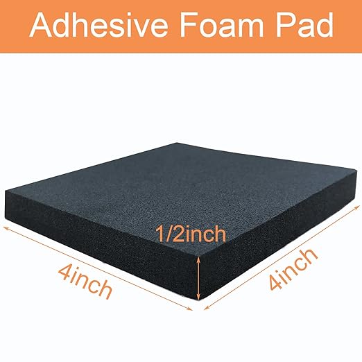 8 Pcs Black Adhesive Foam Padding, Closed Cell Foam Sheet 1/2" Thick 4 Inch X 4 Inch, Neoprene Rubber Pad Self Stick Anti-Slip Adhesive Anti Vibration Pad (4inX 4inX 1/2in, 8)