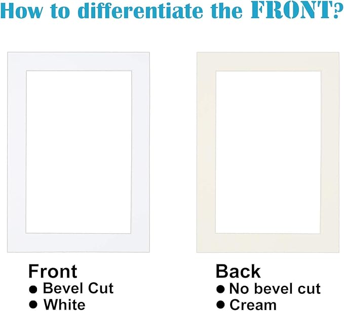 Egofine A5 White Picture Mats Pack of 14, Frame Mattes for 4x6 Pictures, Acid Free, 1.2mm Thickness, with Core Bevel Cut