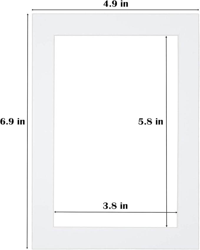 Egofine 5x7 White Picture Mats Pack of 25, Frame Mattes for 4x6 Pictures, Acid Free, 1.2mm Thickness, with Core Bevel Cut