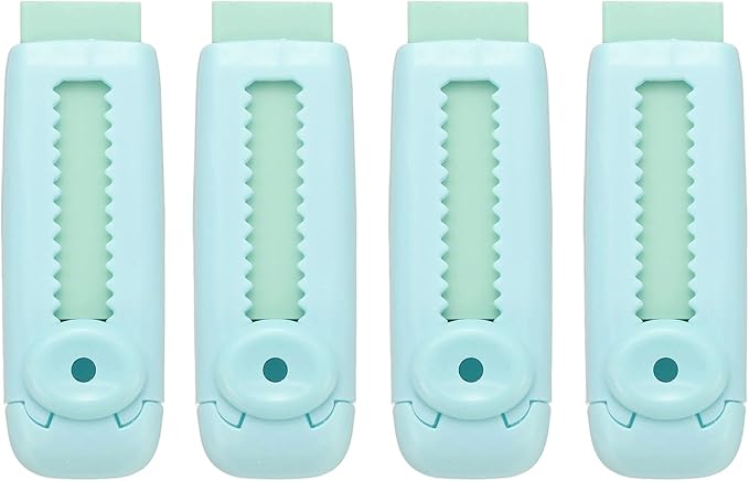 PATIKIL 4 Pack Erasers, Sliding Retractable Eraser Push Pull Cute Pencil Erasers Soft Large Easy to Clean with Plastic Sleeve for Sketching Drawing Artists Teacher Pencils, Green
