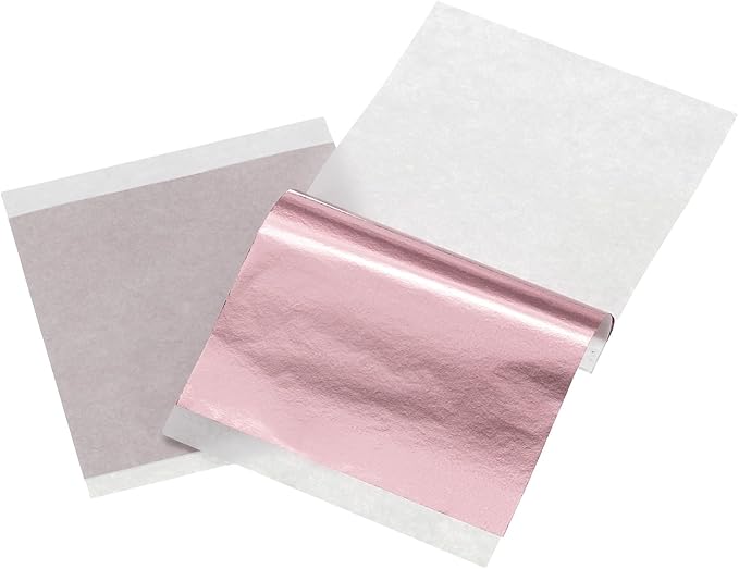 uxcell 100pcs Leaf Sheets, 3.5" x 3.5" Foil Sheets Paper Sheets for DIY Crafts Painting Nails Resin Furniture Decoration(Grey Pink)