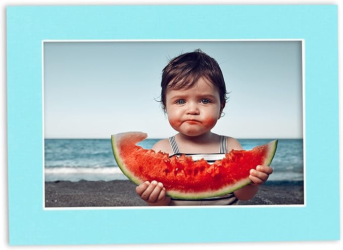 Pack of 25 Acid Free 11x14 Mats Bevel Cut for 8.5x11 Photos - Aquamarine Blue Precut Matboards For Pictures, Photos, Framing - 4-ply Thickness