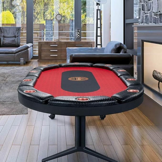 Triton Foldable Poker Table with 10 Chairs and Poker Chips Set 300- Premium Soft-Padded Armrest, Individual Cup Holders- Premium Chips Set, Individual Chair for Everyone