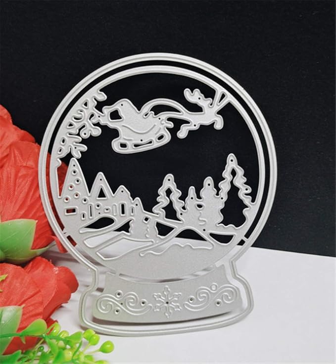 Metal Cutting Dies DIY Merry Christams Embossing Stencil Template Scrapbooking Card Making Mold Photo Album Arts Crafts Tools (Christmas Sleigh ball-11x13.1cm)