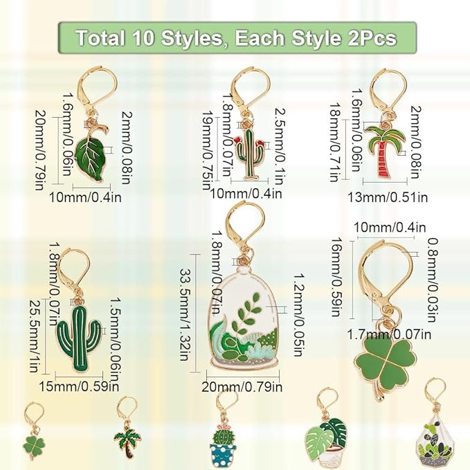 SUNNYCLUE 1 Box 20Pcs Stitch Markers Cute Lobster Clasp Charms Green Plants Cactus Crochet Stitch Marker Removable Knitting Stitch Markers Metal Crocheting Markers for Sewing Weaving Knit Threading