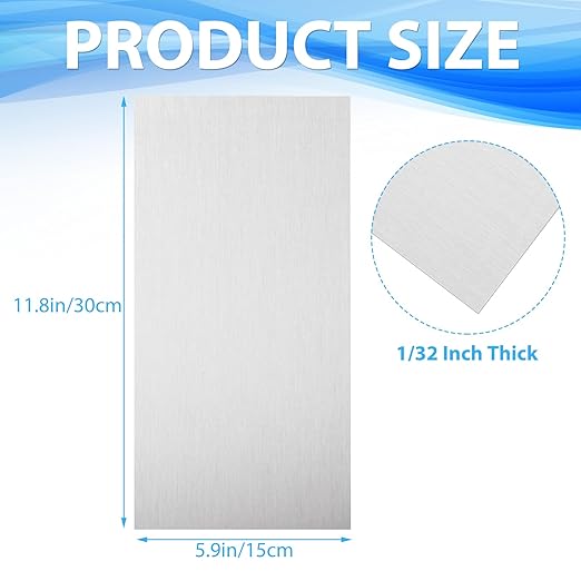 8 Pack 6061 T651 Aluminum Sheet Metal 6 x 12 x 1/32 Inch (0.8mm) Aluminum Plate Covered with Protective Film, 1MM Heat Treatable Rectangle Aluminumm Metal Plate Engraving Blanks for Crafting