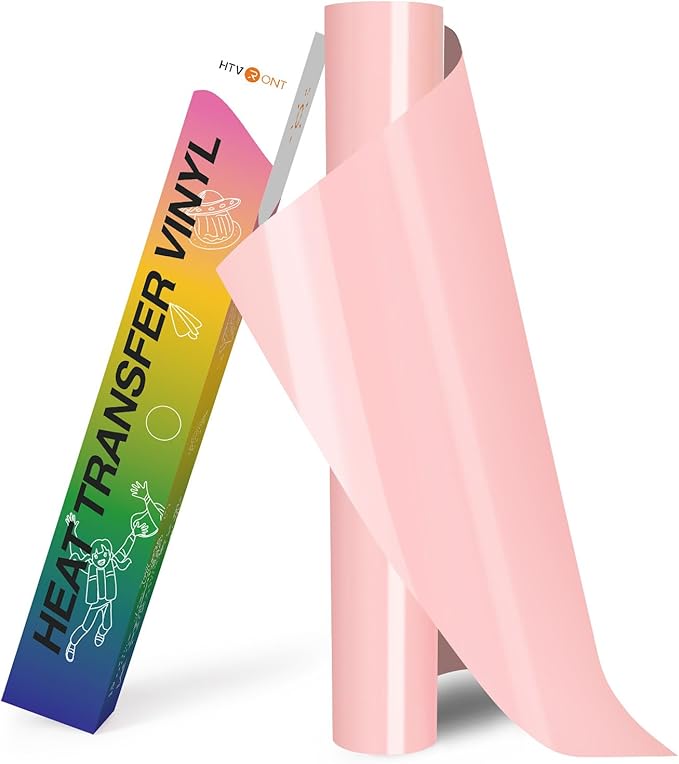 HTVRONT HTV Heat Transfer Vinyl - 12" x 8ft Pink HTV Vinyl for Shirts, Pink Iron on Vinyl Compatible with Cricut Cutting Machine - Easy to Cut & Weed for Craft Design (Coral Pink)