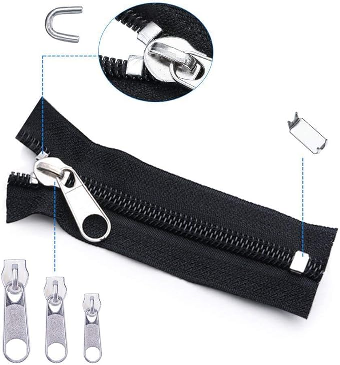Zipper Repair Kit 197 Pcs, Zipper Replacement with Two Installation Pliers for Sleeping Bags, Jacket, Tent, Luggage, Backpacks