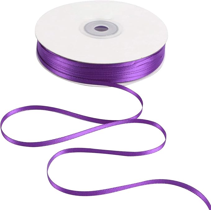 HUIHUANG Purple Ribbon 1/8 inches Solid Color Satin Ribbon100 Yards Double Faced Thin Ribbon Roll for Crafts Gift Wrapping DIY Bows Bouquet Decoration