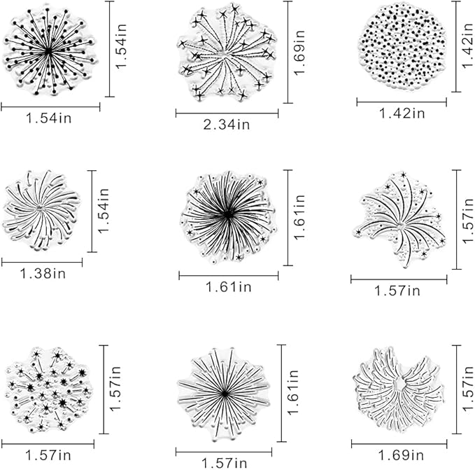 Christmas Firework Star Clear Stamps for Card Making, Snowflake Happy New Year Clear Rubber Stamps Silicone Reusable Stamp for DIY Scrapbooking Paper Craft Album Decoration