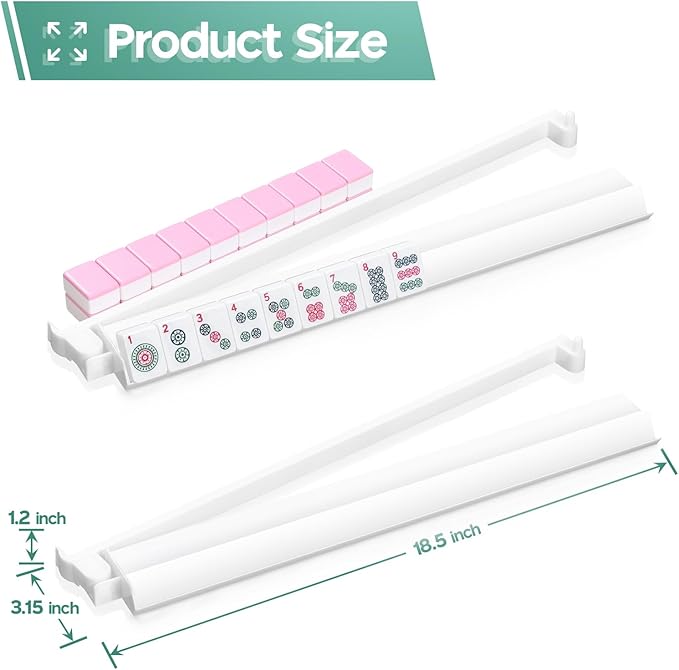 Mahjong Racks with Pushers Set of 4, Mahjong Tile Pushers and Racks, Acrylic Majiang Tile Holders Accessories (White)