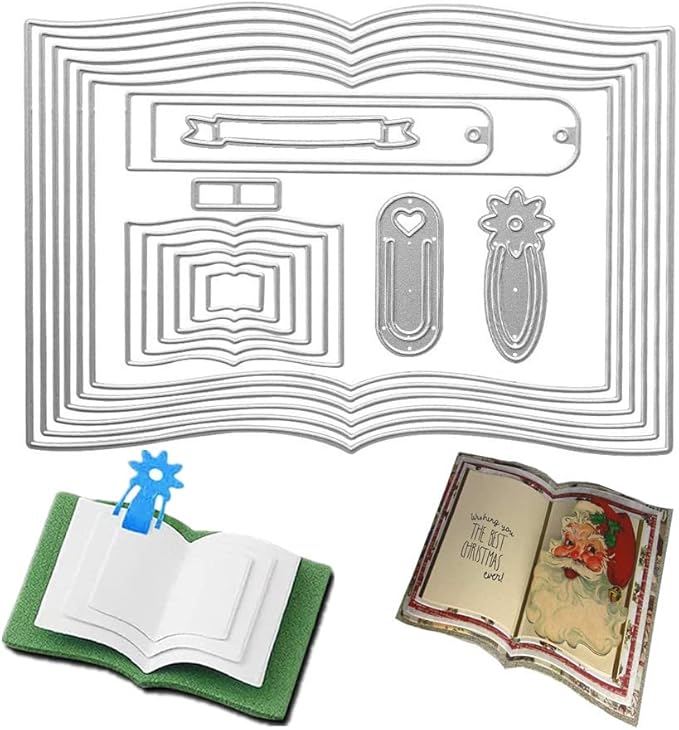 Book Cutting Dies,Bookmarks Tags Banner Die Cuts Metal Embossing Stencils Template Mould for Card Scrapbooking and DIY Craft Album Paper Card Decor