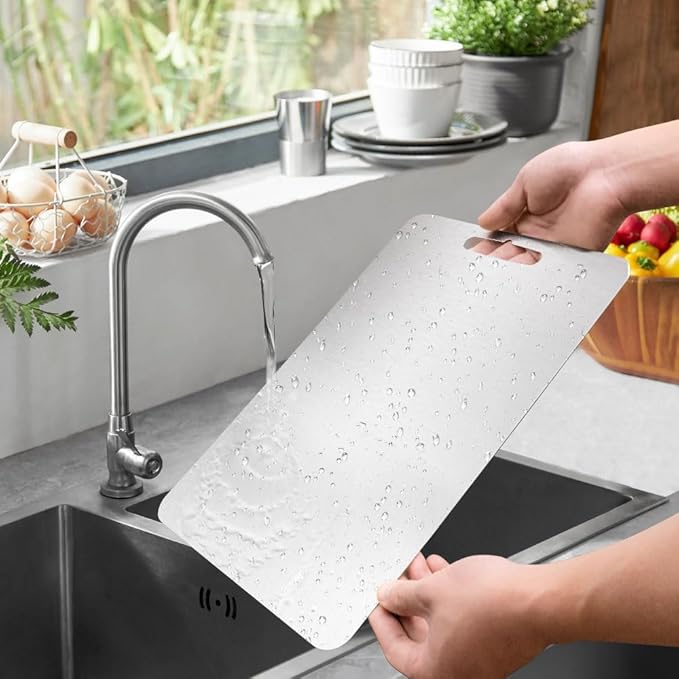 100% Pure Titanium Cutting Board for Kitchen – Non-Toxic, Double-Sided, Eco-Friendly, Dishwasher Safe, Rustproof, Knife-Friendly Chopping Board for Meat, Vegetables & Fruits (14 x 10 in)