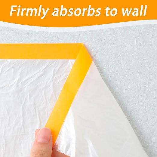 Pre-Taped Masking Film for Painting 59inx65ft Plastic Painters Sheeting Tape and Drape Painters Paper Rolls for Automotive Painting Covering (4 Rolls+2 Tapes)
