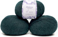 Pullu - Baby Alpaca Merino Wool Yarn Set of 3 Skeins (150 Grams) Worsted Weight - Sourced Directly from Peru - Heavenly Soft and Perfect for Knitting and Crocheting (Emerald Green)