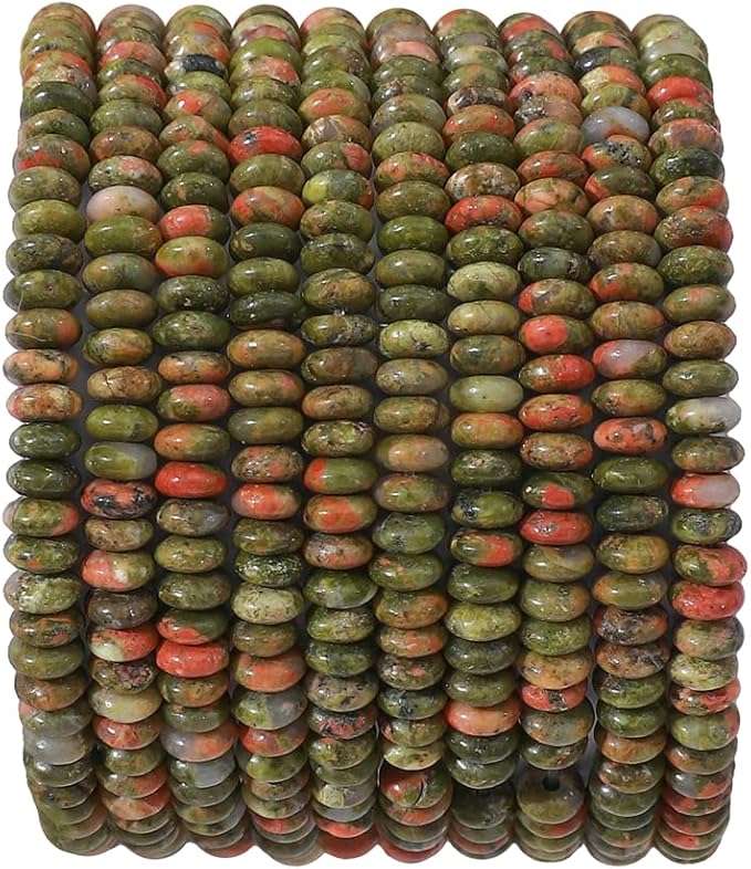 Natural Unakite Disk Stone Beads 4x2mm 160pcs Rondelle Loose Semi Gemstone Beads for Jewelry Making Design