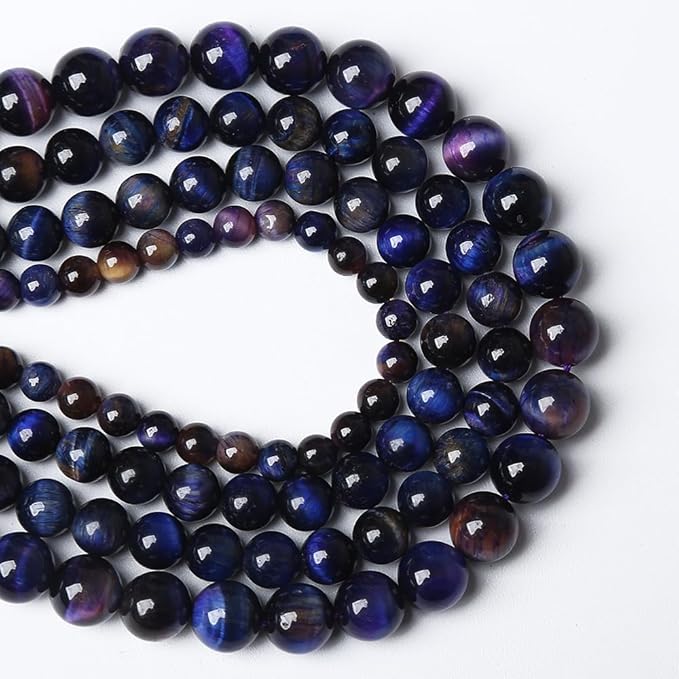 120PCS 6mm AAA Natural Tiger Eye Stone Beads Gemstone Round Spacer Loose Beads for Jewelry Making DIY Bracelet,Necklace, Earrings 2 Strand 32"