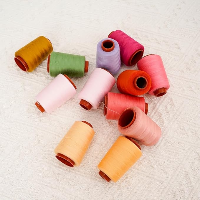 Polyester Sewing Thread Kit, 12 Colors, 800 Yards Each, Multi-Color Spools for Machine and Hand Sewing, Quilting, Serger, 30wt