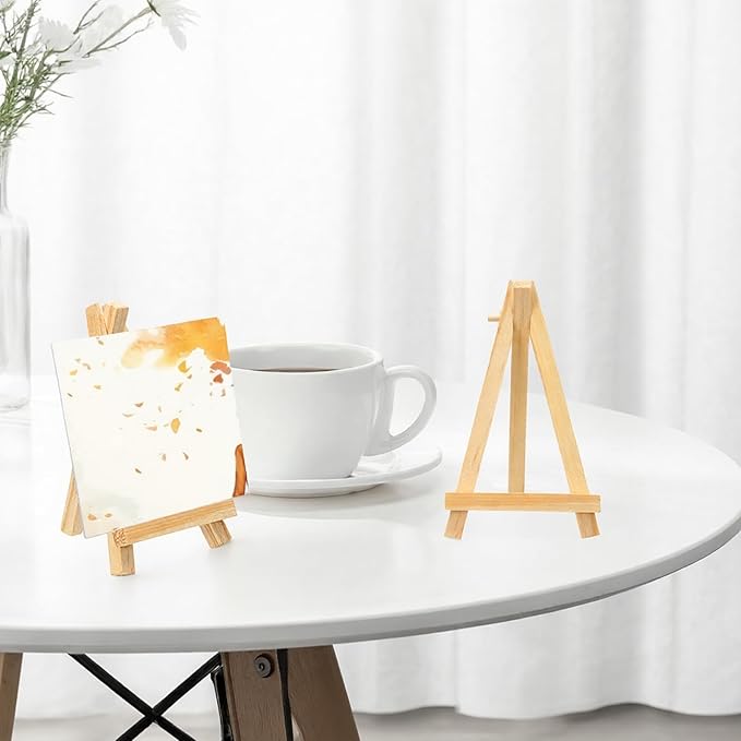 60 Pack 5 Inch Wood Mini Easel, Art Craft Painting Small Display Easel Natural Wooden Tripod Holder Stand, A-Shaped Mini Wood Easels for Display Small Canvases Cards Photos DIY Crafts